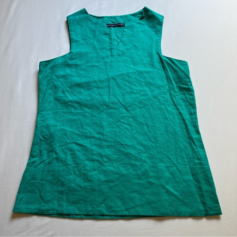 ODEL teal green linen sleeveless tank top